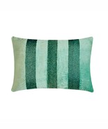 The Homecentric Sparkling Stripe Teal - Teal Blue Velvet Lumbar Pillow C... - $49.45+