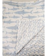 Lila &amp; Jack Baby Blanket Sharks waves Blue White Reversible Stripe soft ... - $43.00