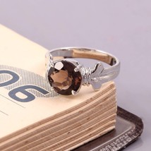 Smoky Quartz Ring Engagement Bridesmaid Ring Handmade 925 Sterling Silver Ring - £50.55 GBP