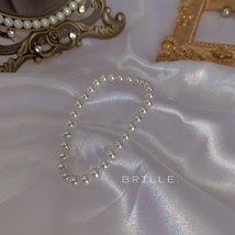 Natural fresh water Akoya pearl Graduation Bracelet round white pink hand string - £102.20 GBP