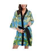 Almond Blossom Van Gogh Short Kimono Robe Bridal Bridesmaid Wedding - $80.34 CAD