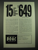 1962 BOAC British Overseas Airways Corporation Ad - 15 days in europe - £14.53 GBP