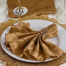 25 Pcs Gold Pintuck 17X17&quot;&quot; Table Napkins Wedding Party Kitchen Catering Linens  - £34.30 GBP
