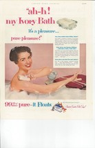 1953 Ivory Soap Print Ad Bathing Woman Soap Suds 99.44 Pure It Floats Bath Towel - $10.18