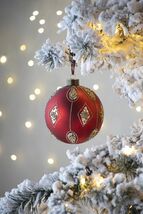 D4.7" Glass Christmas Ball Ornaments, Set of 4 Tree Decor - $46.99