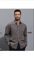 Men&#39;s Linen Shirts Casual Button Down Long Sleeve Shirt Solid Spread  Sh... - $17.82