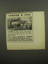 1953 The Old Print Shop Ad - Currier &amp; Ives - £14.78 GBP