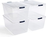 Clear Plastic Storage Containers With Lids, 95 Qt-4 Pack, 4 Count, Rubbe... - £126.61 GBP