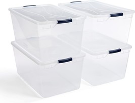 Clear Plastic Storage Containers With Lids, 95 Qt-4 Pack, 4 Count, Rubbermaid - £132.49 GBP