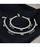 Real Silver Indian bridal women Anklet Pair 10.3&quot; - $190.00