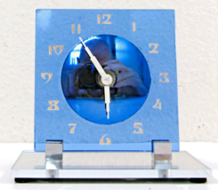 Art Deco Hammond Blue Glass Desk Clock - $59.40