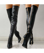 Thin Heel Pointed Toe Knee High Boots - £24.75 GBP
