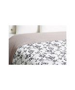 Yves Delorme Black & White Queen Flat Sheet Floral Percale Print Silhouette NEW - $109.68 CAD