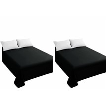 Twin Flat Sheets Black Top Sheets, Premium Hotel 2-Pieces, Luxury And Soft 1500  - £30.36 GBP
