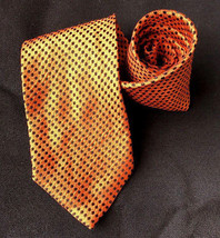 Vintage Huber Team Wide 100% Silk Polka Dot Power Tie Orange Necktie Italy Golf - £23.70 GBP