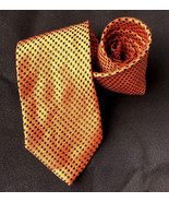 Vintage Huber Team Wide 100% Silk Polka Dot Power Tie Orange Necktie Ita... - £23.60 GBP
