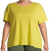 Terra &amp; Sky Womens Neon Citrus Yellow Plus Size Crewneck Tee 3X 24W-26W - $24.99