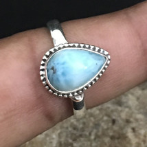 925 Plata de Ley Larimar Anillo Boda Tamaño 4-12 Mujer Joyería Regalo Cumpleaños - £34.15 GBP