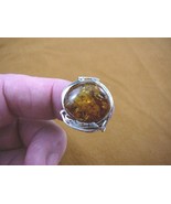 (PR-8.5-2) ORANGE AMBER Poland .925 Sterling Calla Lily SILVER RING size... - $55.15