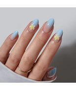 BTArtbox Press On Nails Short Ombre- Flower Almond Press On Nails with G... - $18.97