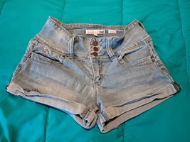 YMI Wanna Betta Butt Cuffed Short Womens 1 Denim Mid Rise Button Fly (V14) - $12.86