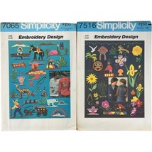 Vintage 1970s Simplicity Patterns #7065 7516 Embroidery Design Folk Hippie Boho - $9.50