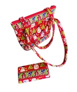 Snowman Quilted Purse Christmas Red Handbag Tote w Matching Trifold Wall... - $590.49 MXN