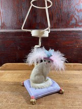 Fancy White Cat Kitty Feather Hat on Purple Pillow Votive Tea Light Hold... - $14.50