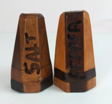 Vintage Parabake 60 Sweetcork Wooden Carved Cone Salt &amp; Pepper Shakers - €11,73 EUR