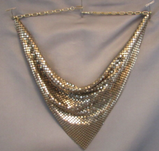 Rare 1970&#39;s Whiting &amp; Davis Gold Mesh Cowl Drape Necklace Stunning - £118.52 GBP