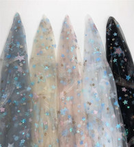 Sequins Embroidery Stars Tulle Mesh Lace Fabric DIY Costume Fabric Upholstery  - £11.42 GBP