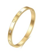 CZ and Heart Stainless Steel Bangle - $37.46 CAD
