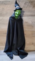 Vintage Hanging Witch Halloween Kitchen Decoration Green Face Rubber Cloth Cape - £29.66 GBP