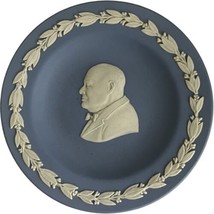 Wedgwood Blue Jasperware Winston Churchill Trinket Pin Dish Tray Vintage 4&quot; - £13.06 GBP