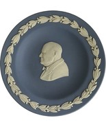 Wedgwood Blue Jasperware Winston Churchill Trinket Pin Dish Tray Vintage 4&quot; - £13.02 GBP