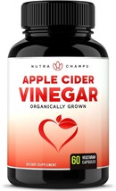 Nutra Champs Apple Cider Vinegar Supplement, Organic, 500mg (60 Vegan Capsules) - £20.28 GBP