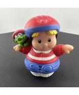 Fisher Price Little People Skateboard Eddie Figure Holding Frog Helmet B... - $7.60