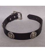 Nebraska Cornhuskers Dog Collar Black Leather Silver N Conchos 12&quot; - 16&quot; - £22.85 GBP