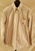 Nautica White &amp; Blue Plaid Button Down Cotton Shirt Mens Size Large - $14.84