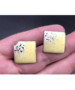 VTG Abstract Impressionism Art Yellow w/ Colorful Dots Enamel on Copper ... - £9.56 GBP