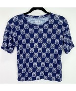 Aeropostale Blue and White Owl Print T-Shirt Tee Top Shirt Size XS Womens - £5.51 GBP