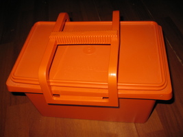 vintage Tupperware #1431-2: Orange Stow &amp; Go Carry All Tote - £18.28 GBP