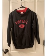 Russell Athletic Boys Size 14/16 Black &amp; Red Hoodie Sweatshirt FOOTBALL - £23.00 GBP