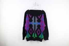 Vtg 90s Coogi Style Womens S / M Distressed Rainbow Fiesta Knit Cosby Sweater - £34.95 GBP