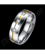 Titanium Steel Cubic Zirconia CZ Eternity Wedding Band Ring for Couples ... - $10.85 CAD+