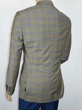 Men's Mono Turkey Sport Coat 100% Super 180s Wool 1480-02 Tan Blue Plaid image 7