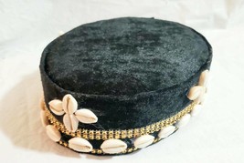 Black Traditional Igbo kufi Velvet Hat WT Cowries. Larry Gaga style Nige... - $70.00+