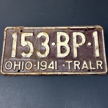 1941 Ohio Trailer License Plate Tag 153-BP-1 Unrestored Original Rustic Metal - £19.73 GBP