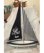 Blue &amp; White wooden Sailboat 12x18 Inches  - £13.44 GBP