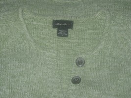 Eddie Bauer Ladies Ls Pullover w/3-BUTTON PLACKET-S-WORN ONCE-ROLLED EDGES-NICE - £9.61 GBP